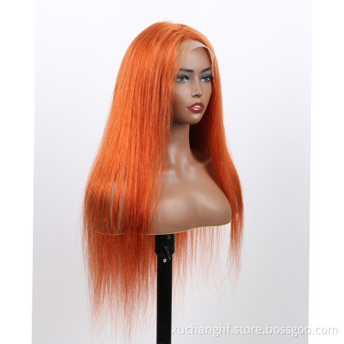 Overtone Ginger Red Blonde Orange Color Natural Brazilian Human Hair Lace Front Wigs T Part Pre Plucked Virgin Ginger Wigs